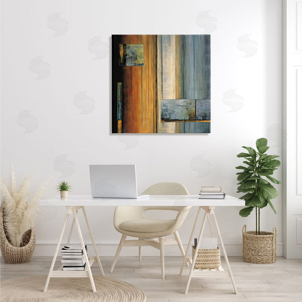 Stupell Industries Aaron Summers | Abstract Layered Rectangular Shapes Orange White Blue Wall Art