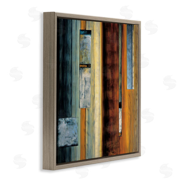 Stupell Industries Aaron Summers | Rustic Rectangular Abstraction Brown Orange Blue Wall Art