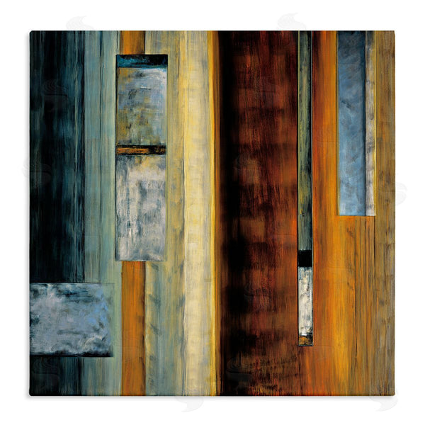 stupell industries Aaron Summers | Rustic Rectangular Abstraction Brown Orange Blue Wall Art