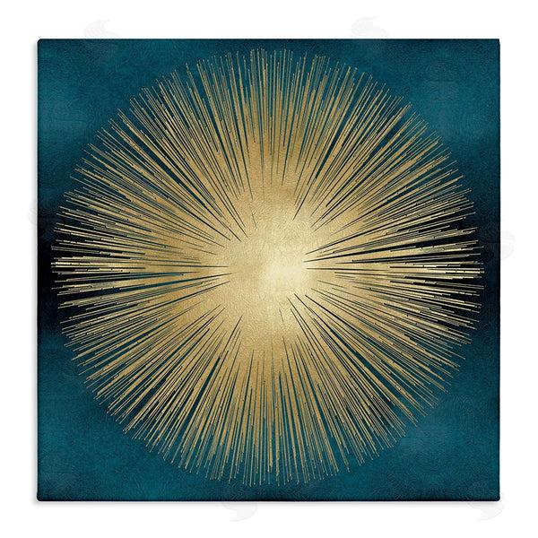 Stupell Industries Abby Young | Abstract Deco Sunburst Shape Over Dark Blue Wall Art
