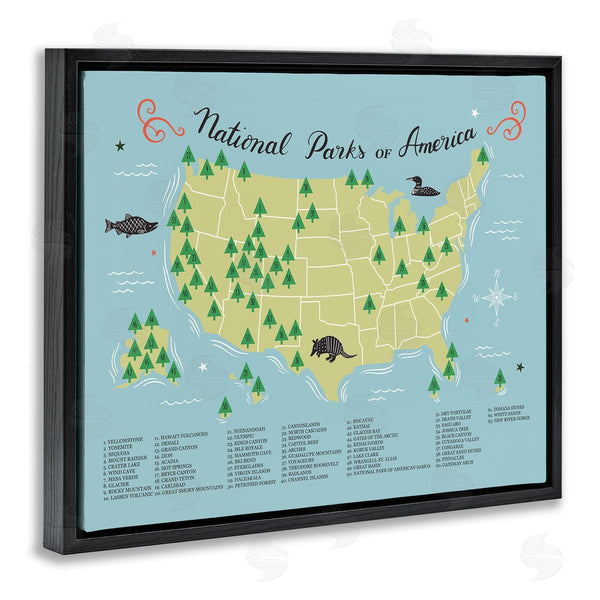 Stupell Industries Abi Hall | American National Parks Detailed Informative Map Diagram Wall Art
