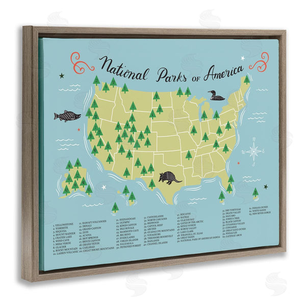 Stupell Industries Abi Hall | American National Parks Detailed Informative Map Diagram Wall Art