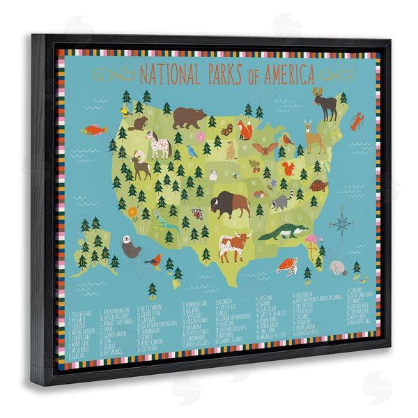 Stupell Industries Abi Hall | Children's National Parks Of America Map Animal Wildlife Wall Art