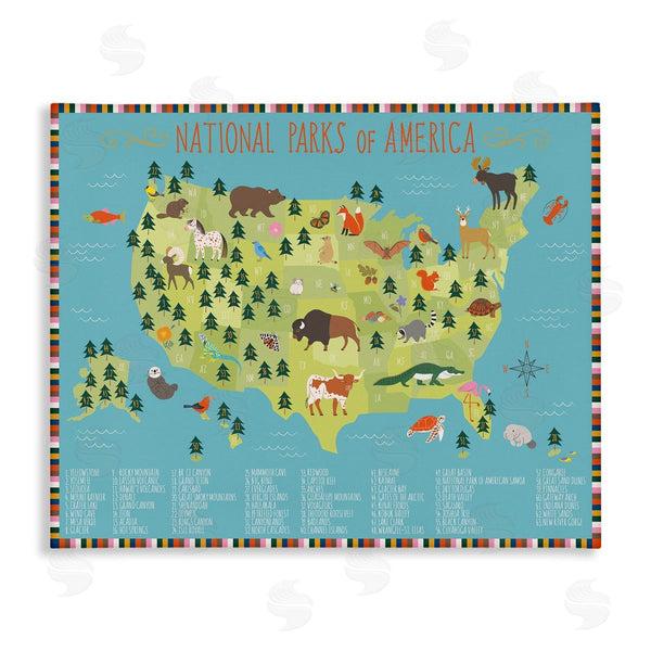 stupell industries Abi Hall | Children's National Parks of America Map Animal Wildlife Wall Art