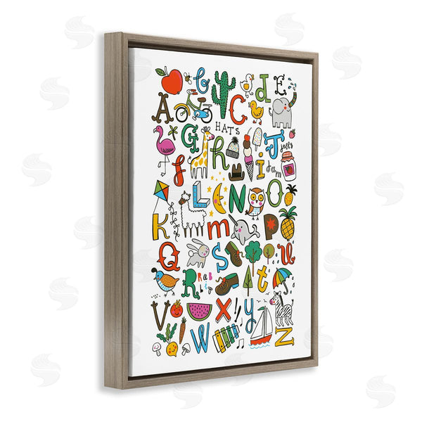 Stupell Industries Abi Hall | Infantile Alphabet With Illustrations Educational Literature Wall Art