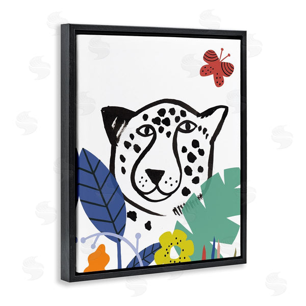 Stupell Industries Abi Hall | Leopard Flower Foliage Jungle Cat Safari Portrait Wall Art