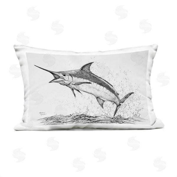 Stupell Industries Abraham Hunter | Jumping Blue Marlin Sketch Printed Throw Pillow