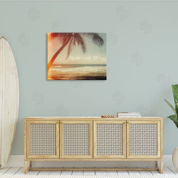 Stupell Industries Acosta | Vintage Sun Bleached Ocean Scene Hanging Palm Tree Wall Art