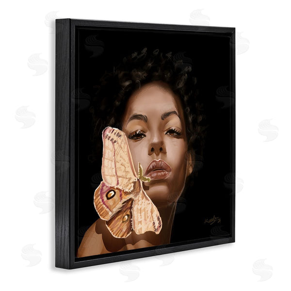 Stupell Industries Adekunle Adeleke | Surreal African Female Portrait Butterfly Insect Wood Nymph Wall Art
