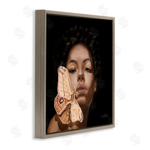 Stupell Industries Adekunle Adeleke | Surreal African Female Portrait Butterfly Insect Wood Nymph Wall Art