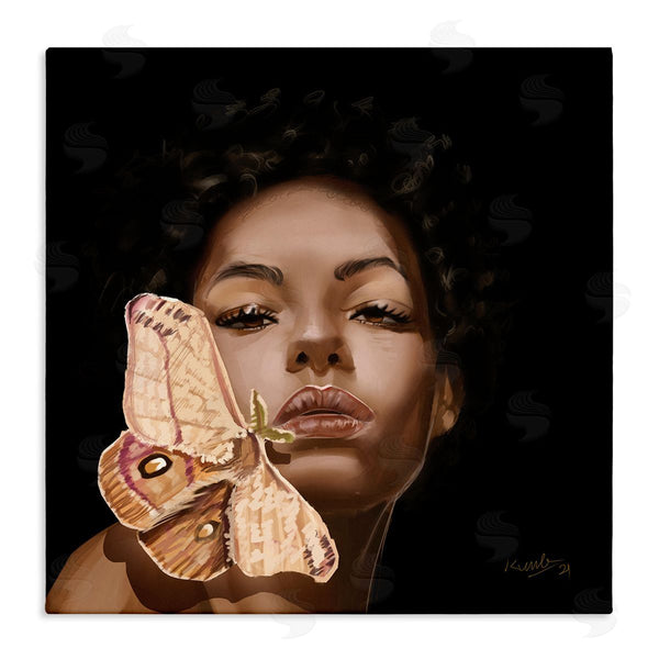 stupell industries Adekunle Adeleke | Surreal African Female Portrait Butterfly Insect Wood Nymph Wall Art