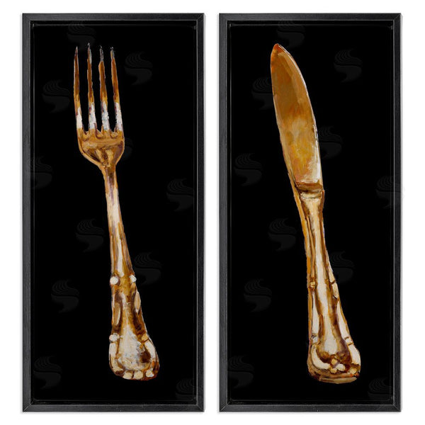 Stupell Industries Adolf Llovea | Vintage Patina Cutlery Fork Knife Kitchen Wall Art
