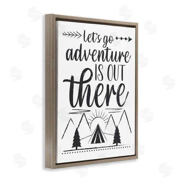 Stupell Industries AE Design | Adventure's Out There Phrase Camping Tent Mountain Range Wall Art