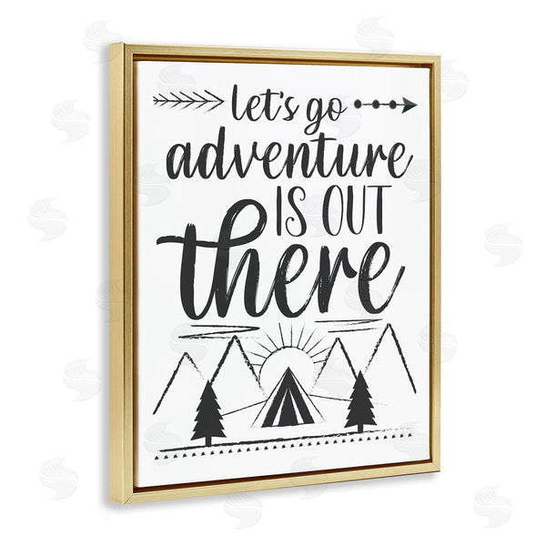 Stupell Industries AE Design | Adventure's Out There Phrase Camping Tent Mountain Range Wall Art