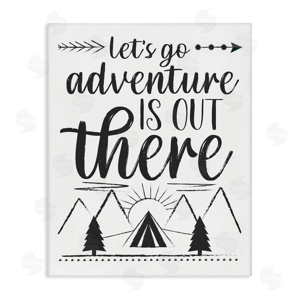 stupell industries AE Design | Adventure's Out There Phrase Camping Tent Mountain Range Wall Art