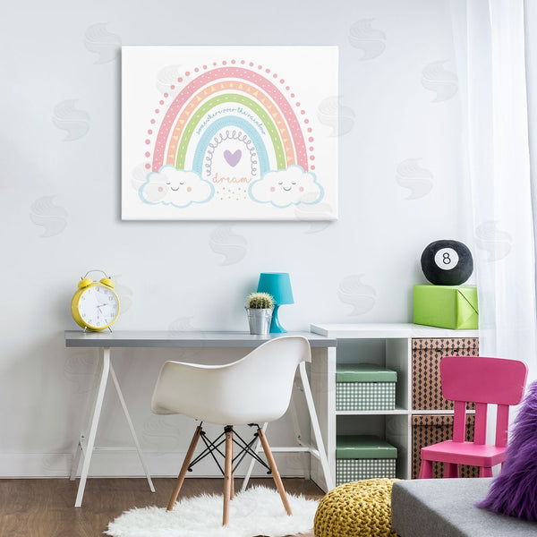 Stupell Industries AE Design | Dream Over The Rainbow Smiley Face Clouds Wall Art