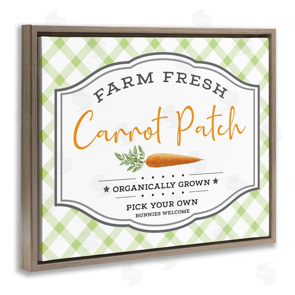 Stupell Industries AE Design | Farm Fresh Carrot Patch Country Sign Green Plaid Wall Art