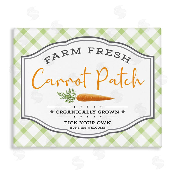 stupell industries AE Design | Farm Fresh Carrot Patch Country Sign Green Plaid Wall Art