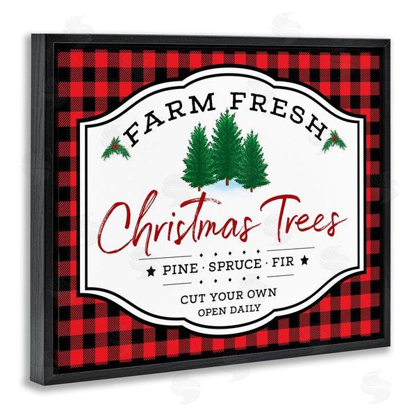 Stupell Industries AE Design | Farm Fresh Christmas Tree Sign Red Buffalo Plaid