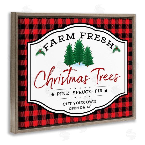 Stupell Industries AE Design | Farm Fresh Christmas Tree Sign Red Buffalo Plaid