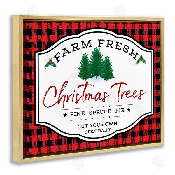 Stupell Industries AE Design | Farm Fresh Christmas Tree Sign Red Buffalo Plaid