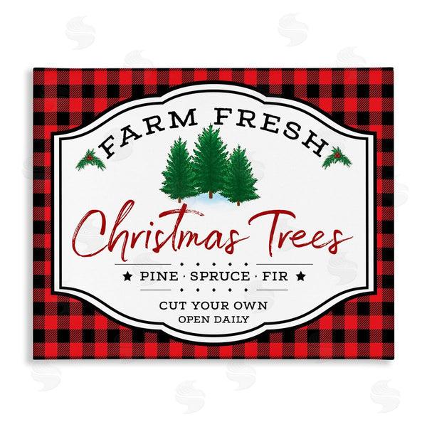 stupell industries AE Design | Farm Fresh Christmas Tree Sign Red Buffalo Plaid