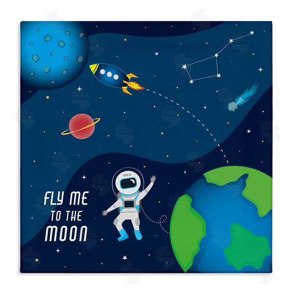 Stupell Industries AE Design | Fly Me To The Moon Silly Astronaut Outer Space Wall Art