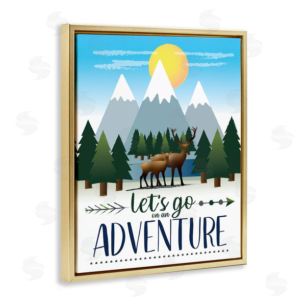 Stupell Industries AE Design | Let's Go Adventure Phrase Forest Animal Mountain Range Wall Art