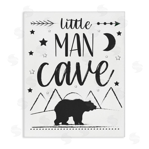 stupell industries AE Design | Little Man Cave Phrase Black Bear Starry Night