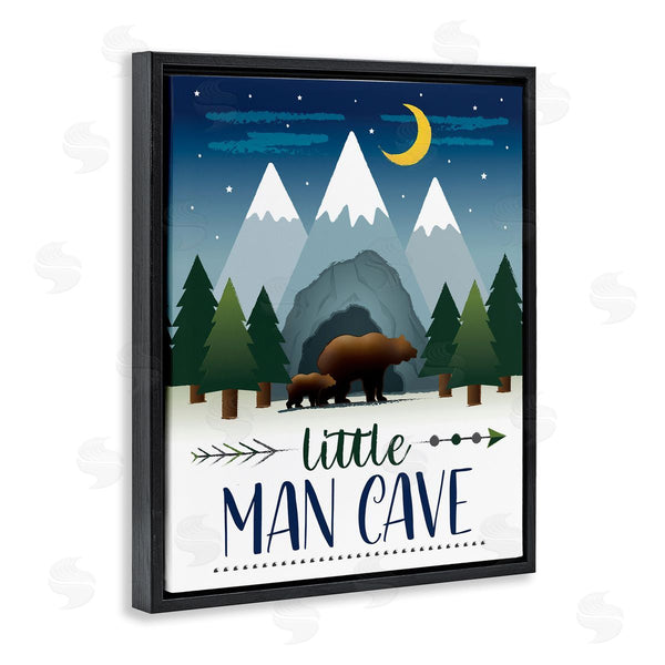 Stupell Industries AE Design | Little Man Cave Sign Bears Walking By Mountains Wall Art
