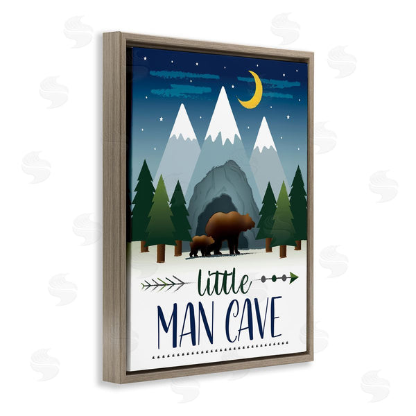 Stupell Industries AE Design | Little Man Cave Sign Bears Walking By Mountains Wall Art