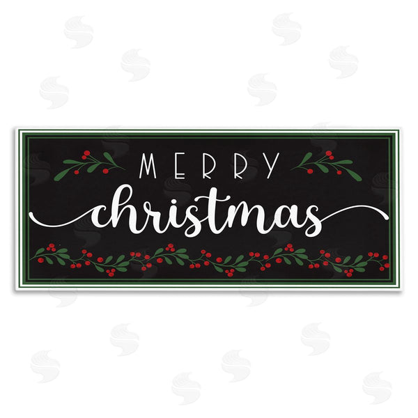 stupell industries AE Design | Merry Christmas Phrase over Black Festive Holly