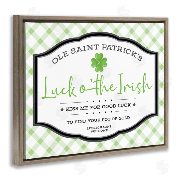 Stupell Industries AE Design | Saint Patrick's Luck O'the Irish Sign Green Plaid Wall Art