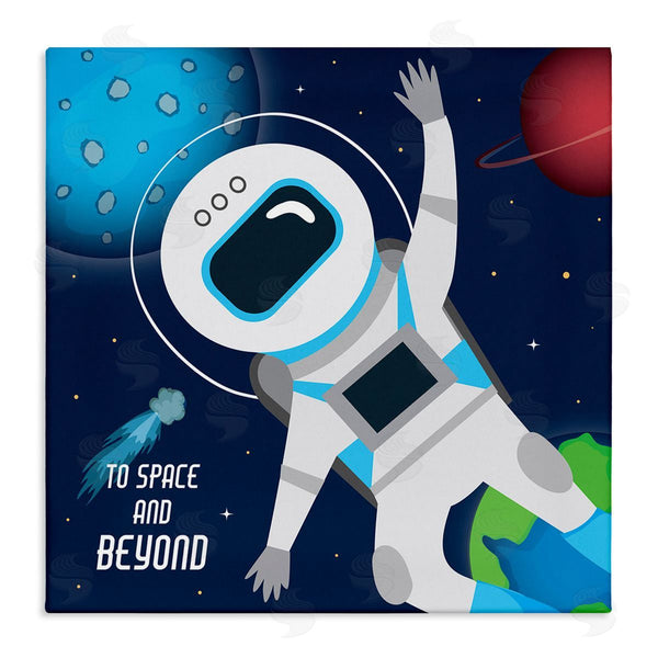 Stupell Industries AE Design | To Space And Beyond Blue Comet Astronaut Wave Wall Art