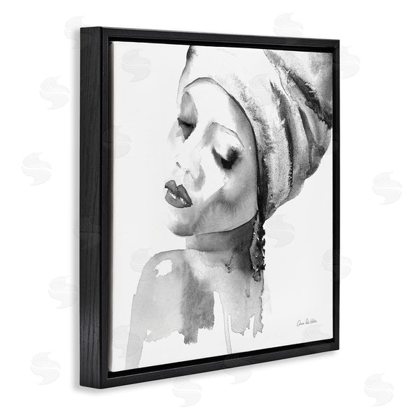 Stupell Industries Aimee Del Valle | Woman With Headwrap Tranquil Black White Watercolor Portrait Wall Art