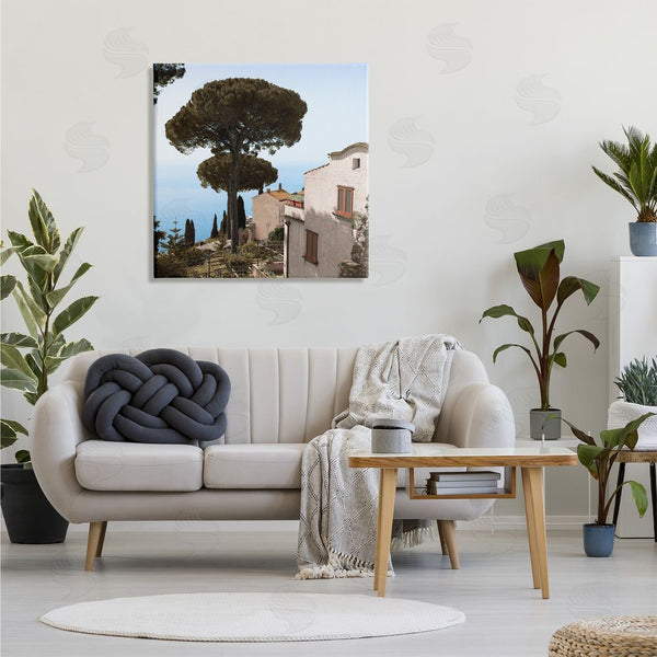 Stupell Industries Alan Blaustein | Traditional Mountainside European Villa Architecture Clear Blue Sky Wall Art