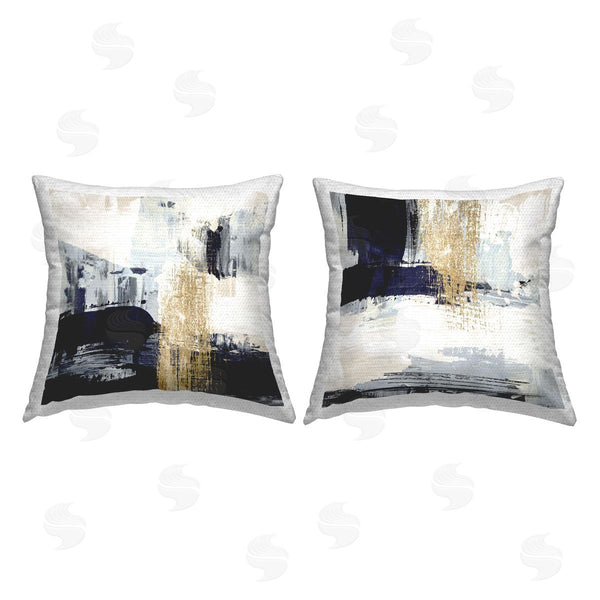 Stupell Industries Alan Majchrowicz | Patchy Navy Gold Abstract Printed Throw Pillow Set
