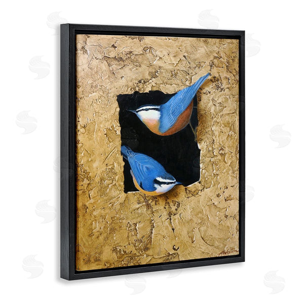 Stupell Industries Alan Weston | Blue Bird Pair Perched Rough Layered Structure Wall Art