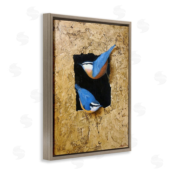 Stupell Industries Alan Weston | Blue Bird Pair Perched Rough Layered Structure Wall Art