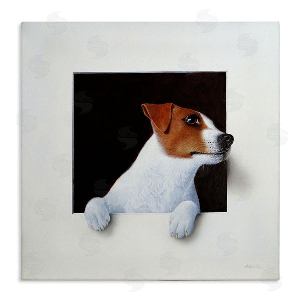 stupell industries Alan Weston | Jack Terrier Dog Peering Dreamlike Illusion Space Wall Art