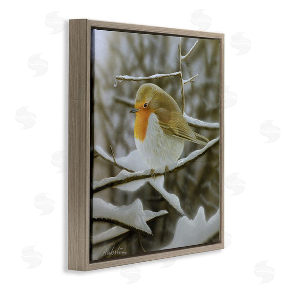 Stupell Industries Alan Weston | Little Bird Perched Detailed Snow Covered Twigs Wall Art