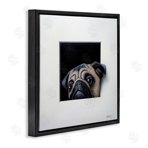 Stupell Industries Alan Weston | Pug Peeking Optical Illusion Square Detailed Painting Wall Art