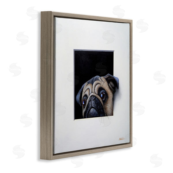 Stupell Industries Alan Weston | Pug Peeking Optical Illusion Square Detailed Painting Wall Art