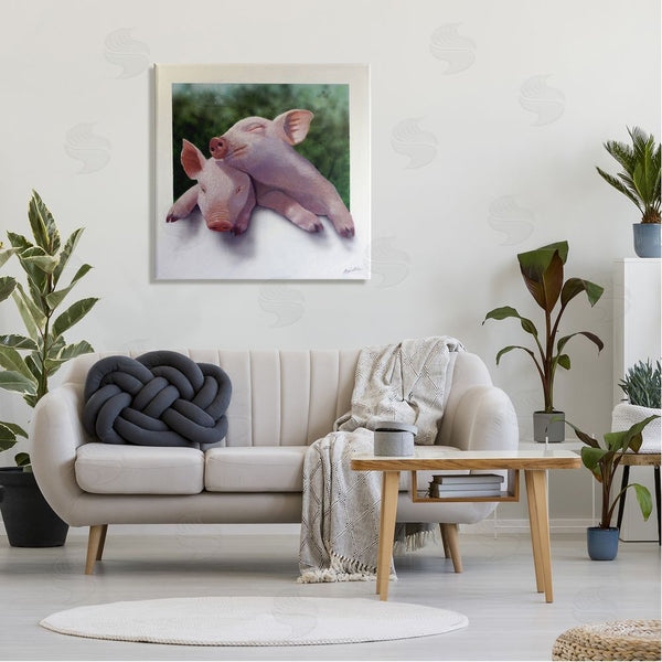 Stupell Industries Alan Weston | Sweet Cuddling Pigs Sentimental Farm Animal Portrait Wall Art