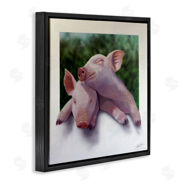 Stupell Industries Alan Weston | Sweet Cuddling Pigs Sentimental Farm Animal Portrait Wall Art