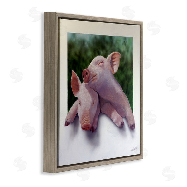 Stupell Industries Alan Weston | Sweet Cuddling Pigs Sentimental Farm Animal Portrait Wall Art
