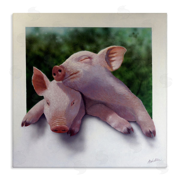 stupell industries Alan Weston | Sweet Cuddling Pigs Sentimental Farm Animal Portrait Wall Art