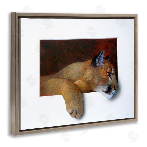 Stupell Industries Alan Weston | Wild Cougar Resting Head Interesting Illusion Painting Wall Art