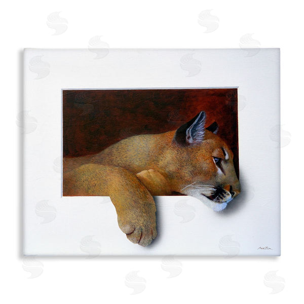 stupell industries Alan Weston | Wild Cougar Resting Head Interesting Illusion Painting Wall Art