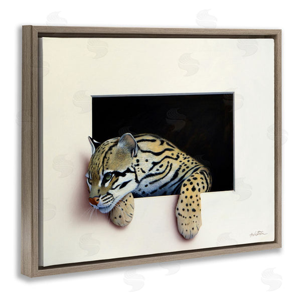 Stupell Industries Alan Weston | Wildlife Ocelot Resting Paws Cutout Illusion Wall Art